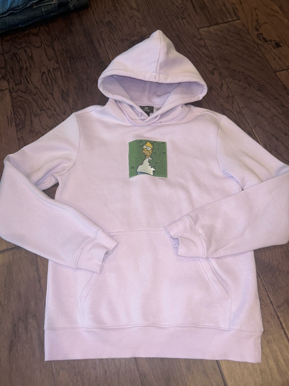 Homer H&M Lavender Cartoon Fuzzy  Patch Hoodie sz small
